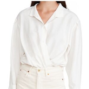 Frame Women's White Long Sleeves Button Up Shirt Bodysuit